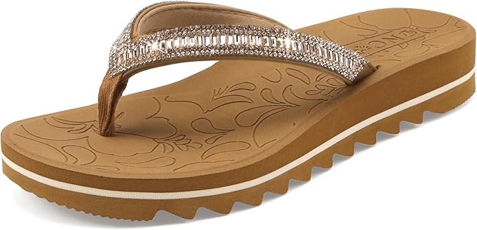 Mode Femme, avec Strass Soutien Semelles Orthopédiques, Été Sandales Femmes de Yoga Mat Plage Flops Flips Douche Antidérapantes été Confortables