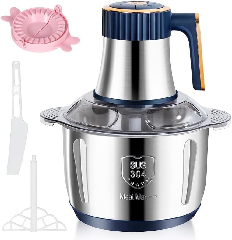 Hachoir électrique universel 500 W, 5 l, 5 vitesses, 6 lames inoxydables, pour viande, oignons, fruits, légumes, aliments pour bébé