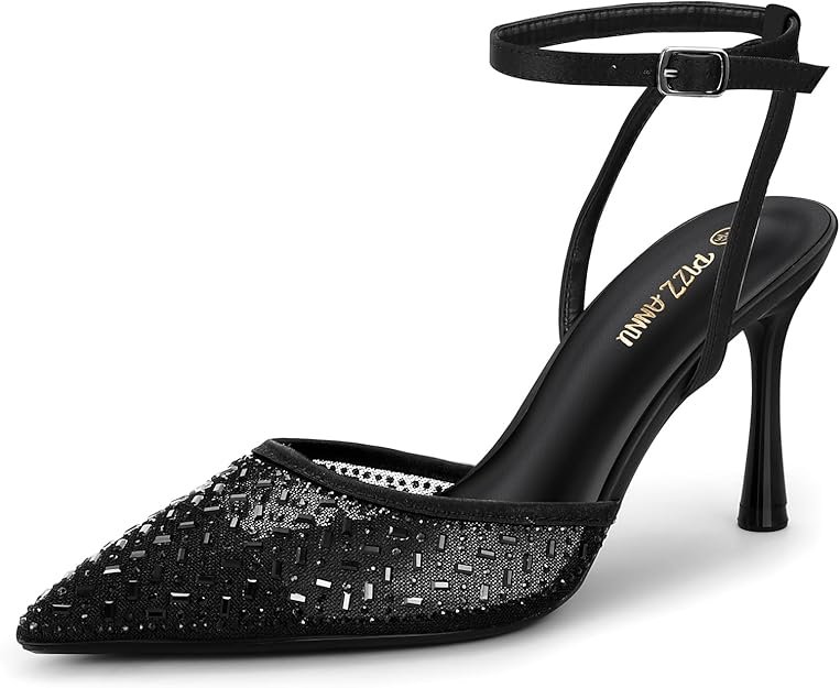 Escarpins Femme à Talon Aiguille Confortable Chaussure de Danse Bout Pointu Lanière Cheville Haut Sexy Heel Dance Shoes