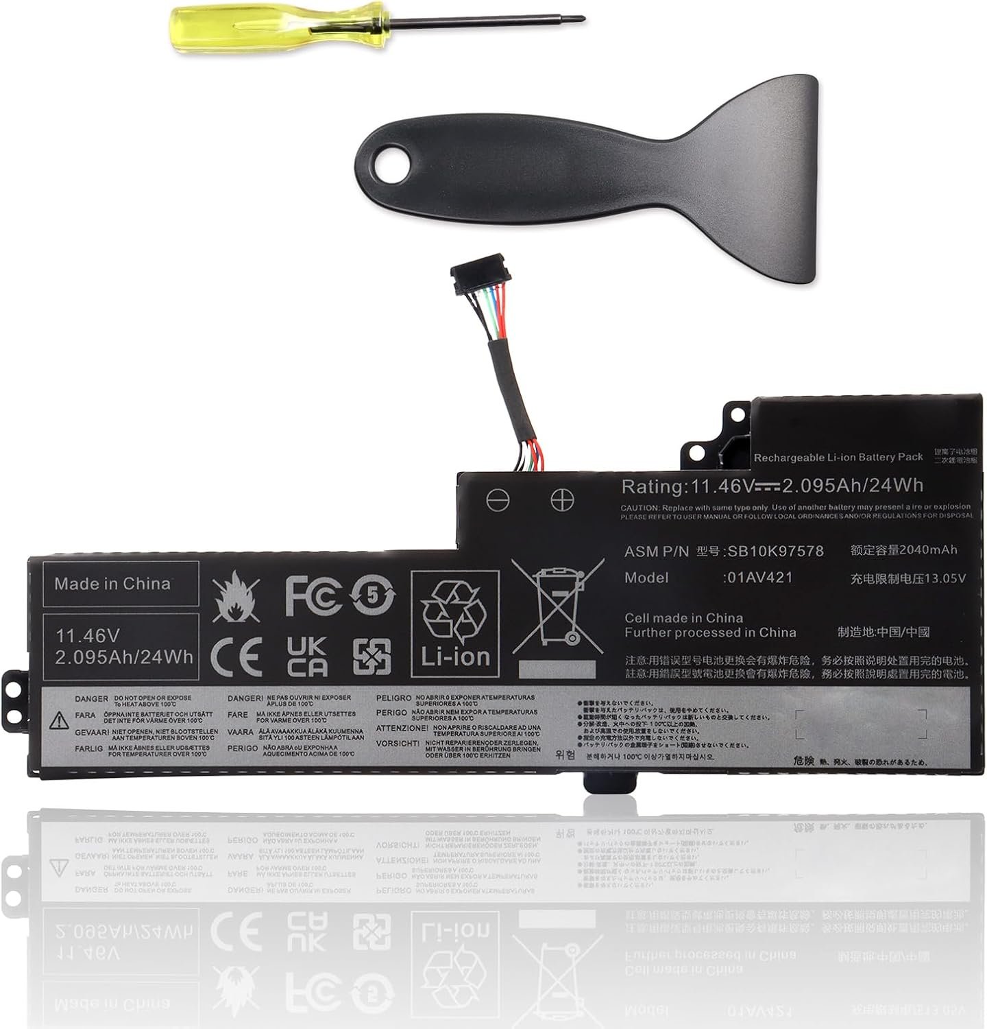 Batterie 01AV421 01AV419 11,46 V 24 Wh pour Lenovo ThinkPad T470, T480, A475, A485 et TP25 – Compatible 01AV420, 01AV489, SB10K97576, SB10K97577, SB10K97578