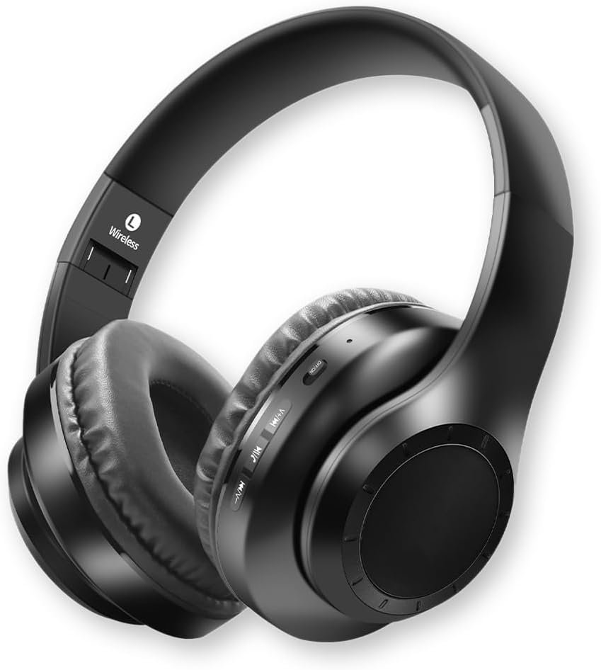 Casque Bluetooth sans Fil, Pliables Supra-auriculaire ，Son stéréo Hi-FI avec Basses puissantes, Faible Latence, sans Fil et Prise Audio 3,5 mm, SD/TF, FM, appels Mains Libres, Assistant Vocal