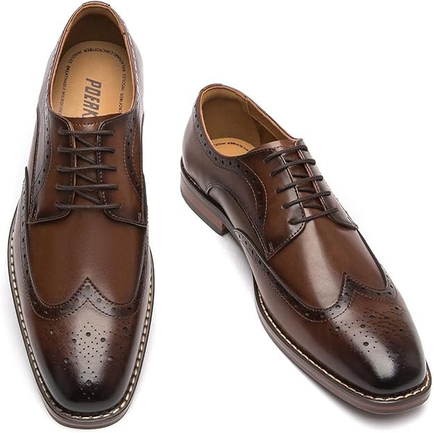 Chaussures Habillées pour homme Classiques en Cuir Verni Noir et Marron à Lacet