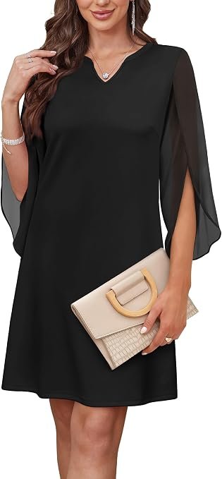 Robes de cocktail pour les femmes Mousseline Manches Robe de mariée (XS-3XL)