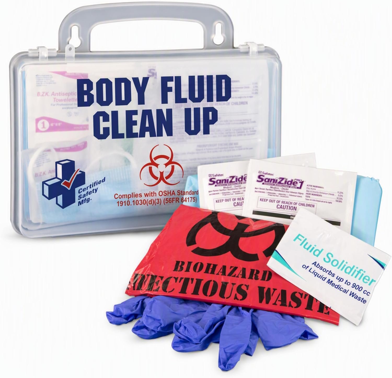 Certified Safety Mfg Bloodborne Pathogen Kit - Fluid & Vomit Cleanup (22pc)