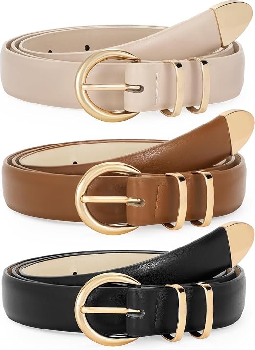 Lot de 3 ceintures Femme Tendances, Ceinture Élégante Rétro en Cuir avec Boucle