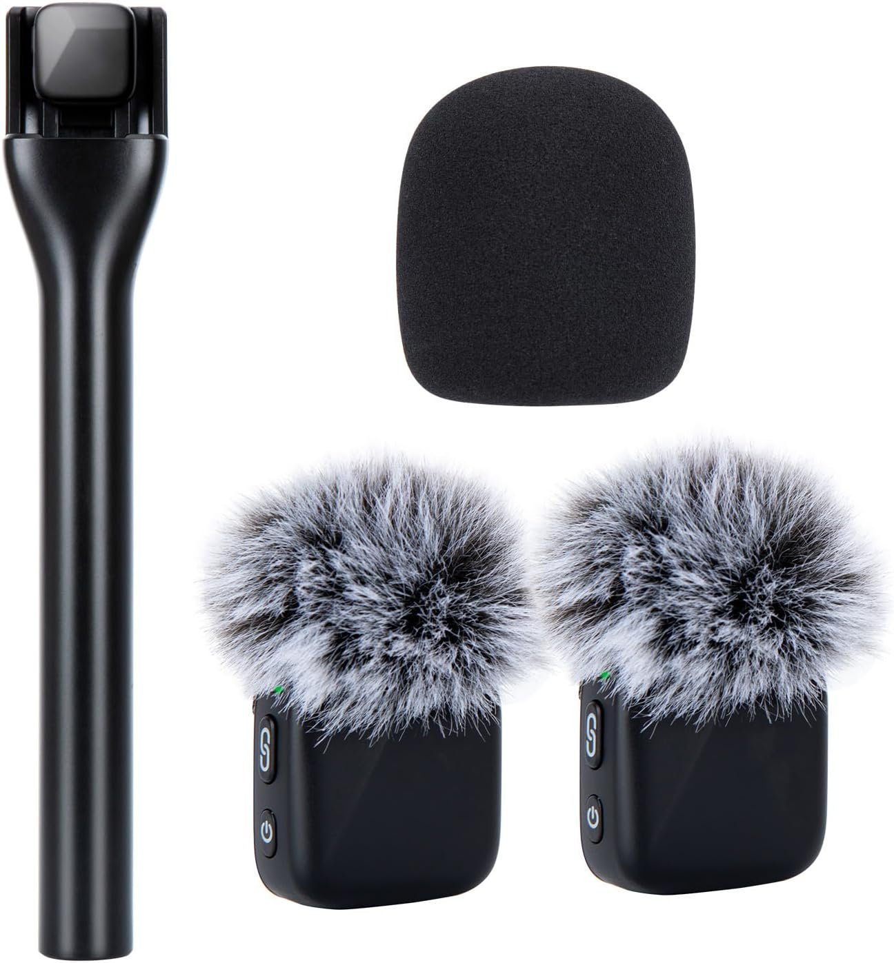 Microphone Interview sans Fil Portatif pour DJI Mic Mini | Poignée de Perche Interview Portable, Microphone Portatif pour DJI Mic Mini avec 2 Housses Coupe-Vent en Peluche