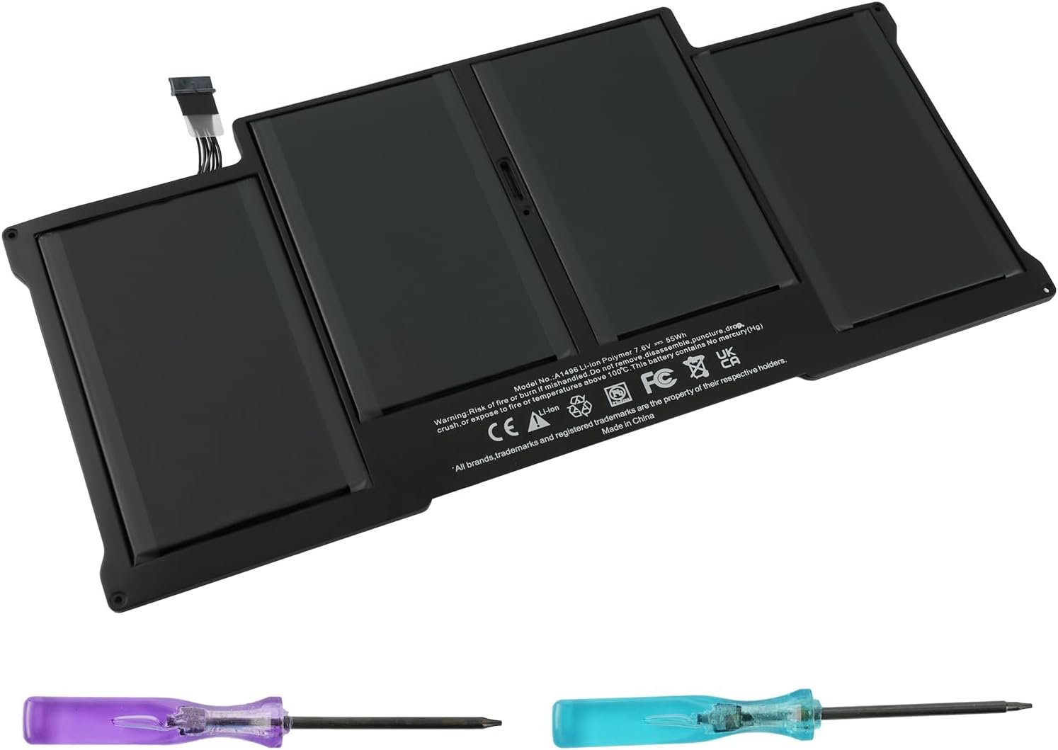 Batterie haute capacité 55 Wh – 7,6 V pour Apple MacBook Air 13" A1369 / A1466 – Compatible A1496 / A1405 / A1377, modèles fin 2010 à 2017 – MC965LL/A, MC966, MD231, MD760, MD761