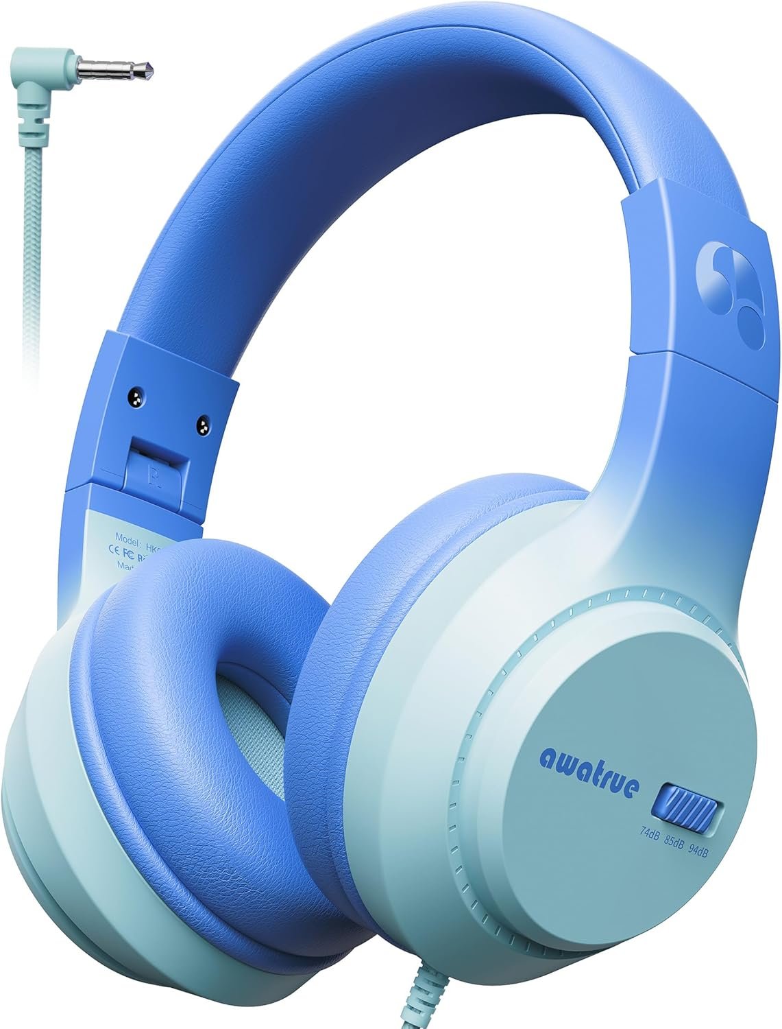 Casque Audio Enfant, 74/85/94dB Volume Sécurisé Casque Filaire Enfant, Son Stéréo, Pliable, 3.5 mm Jack Over Ear Casque pour Enfants pour Ipad/Voyage/Tablette/Téléphone (Bleu) | Pliable pour l'école des tout-petits/Chromebook/iPad/tablette