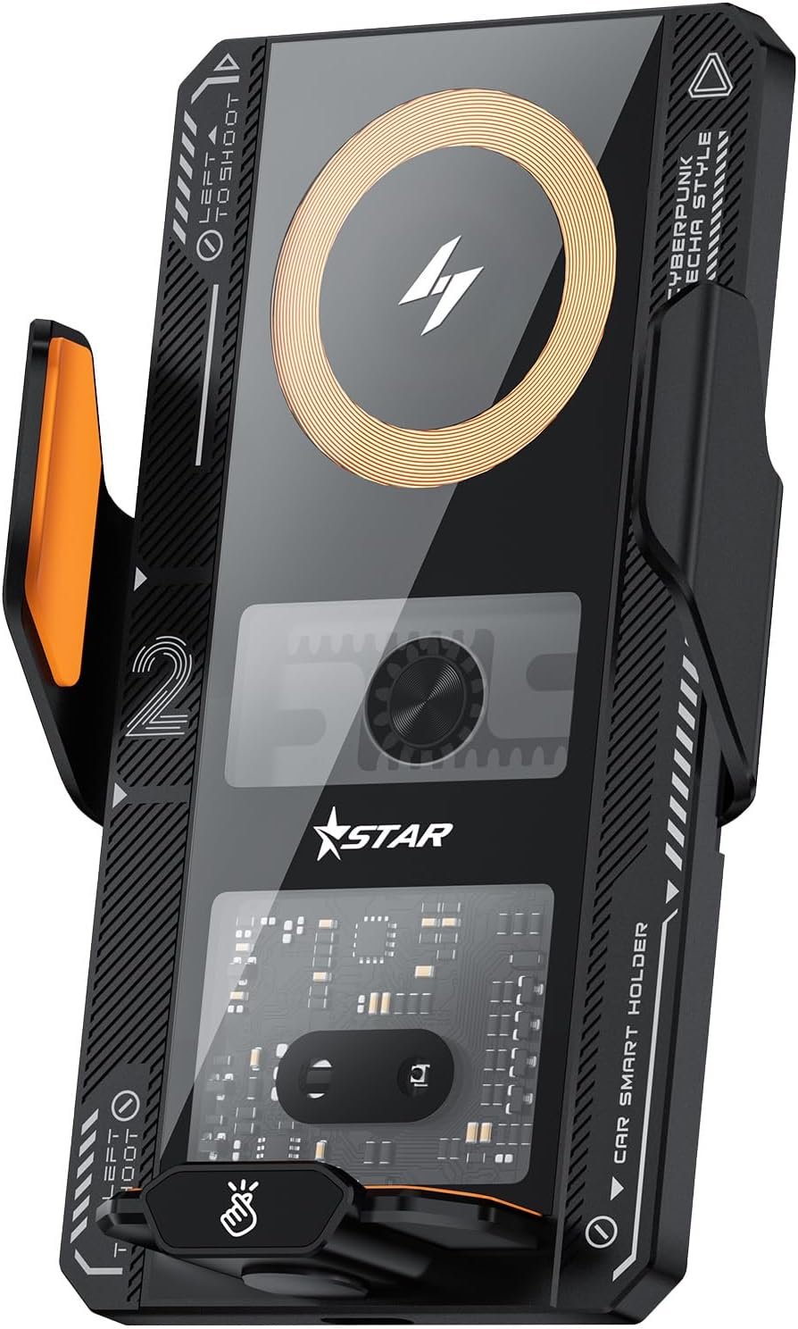 Chargeur de Voiture sans Fil, 66 W, Charge Rapide, Support à Induction électrique Silencieux, Support à Clip pour Grille d'aération, Navigation Automobile, Utilisation Manuelle, Noir, Argent