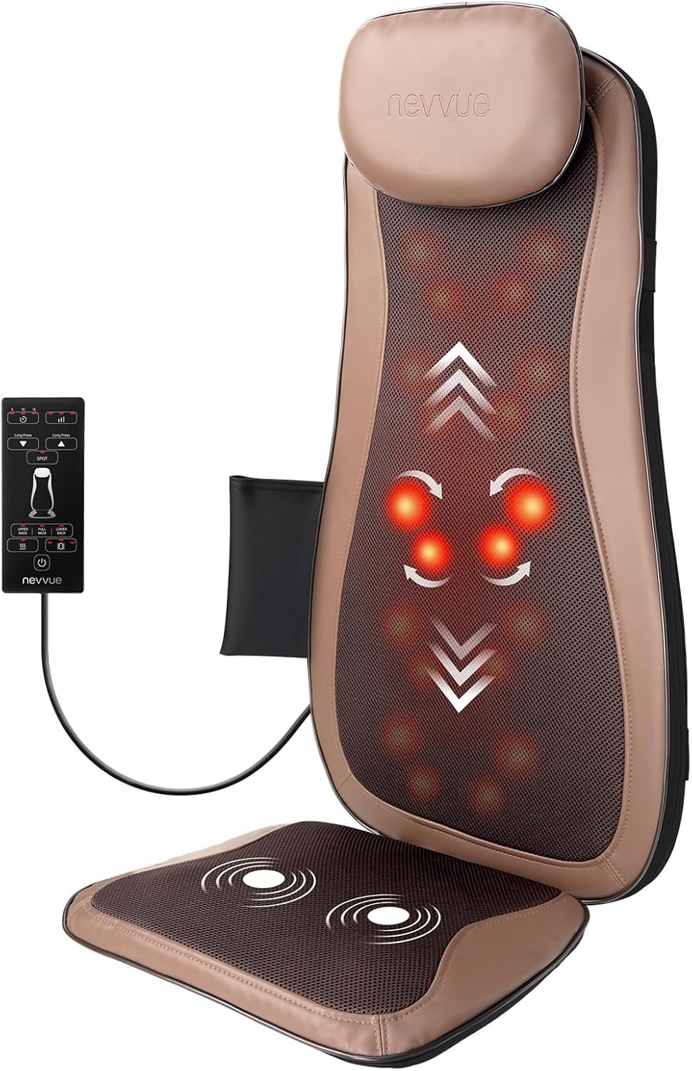 Appareil de massage dorsal, fauteuil de massage 3D pour tissus profonds, tapis de massage complet avec 3 niveaux d'intensité, masseur pour le dos et la nuque avec minuterie