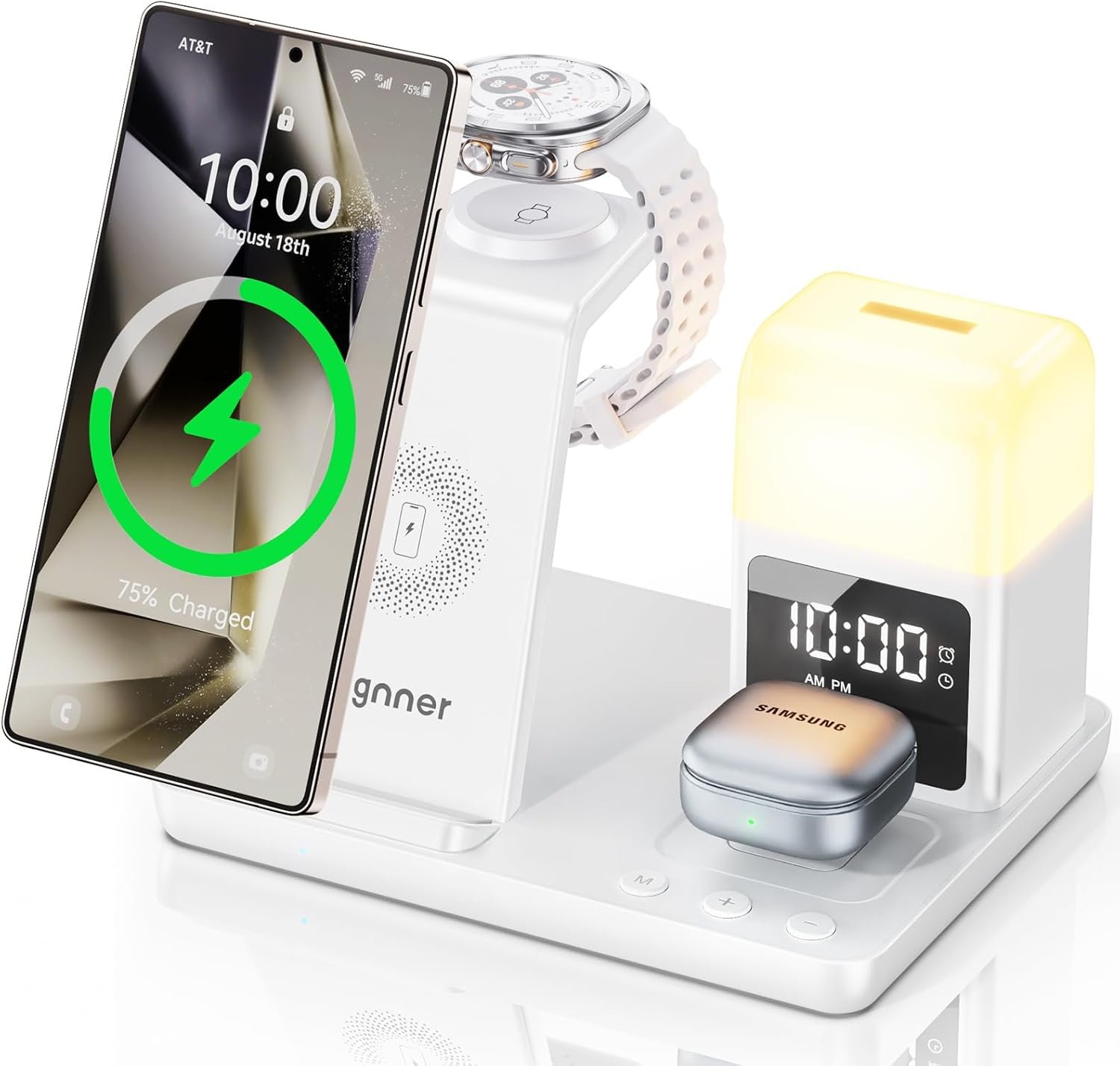Chargeur à Induction pour Samsung, Station de Charge 6 en 1 pour Samsung S25 Ultra/S25/S24 Ultra/S23/Z Flod 6/Z Flip 6,Chargeur Rapide pour Galaxy Watch Ultra/7/6/54/3/2, Galaxy Buds 3/3 Pro/2