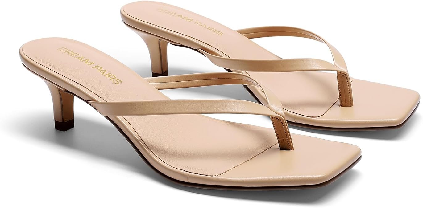 Femmes Flip Flop Kitten Heel Sandal | talons à faible tong, design de string minimaliste carré, feuillet de 1,97 pouce sur les mules d'été décontractées, pour les vacances d'été
