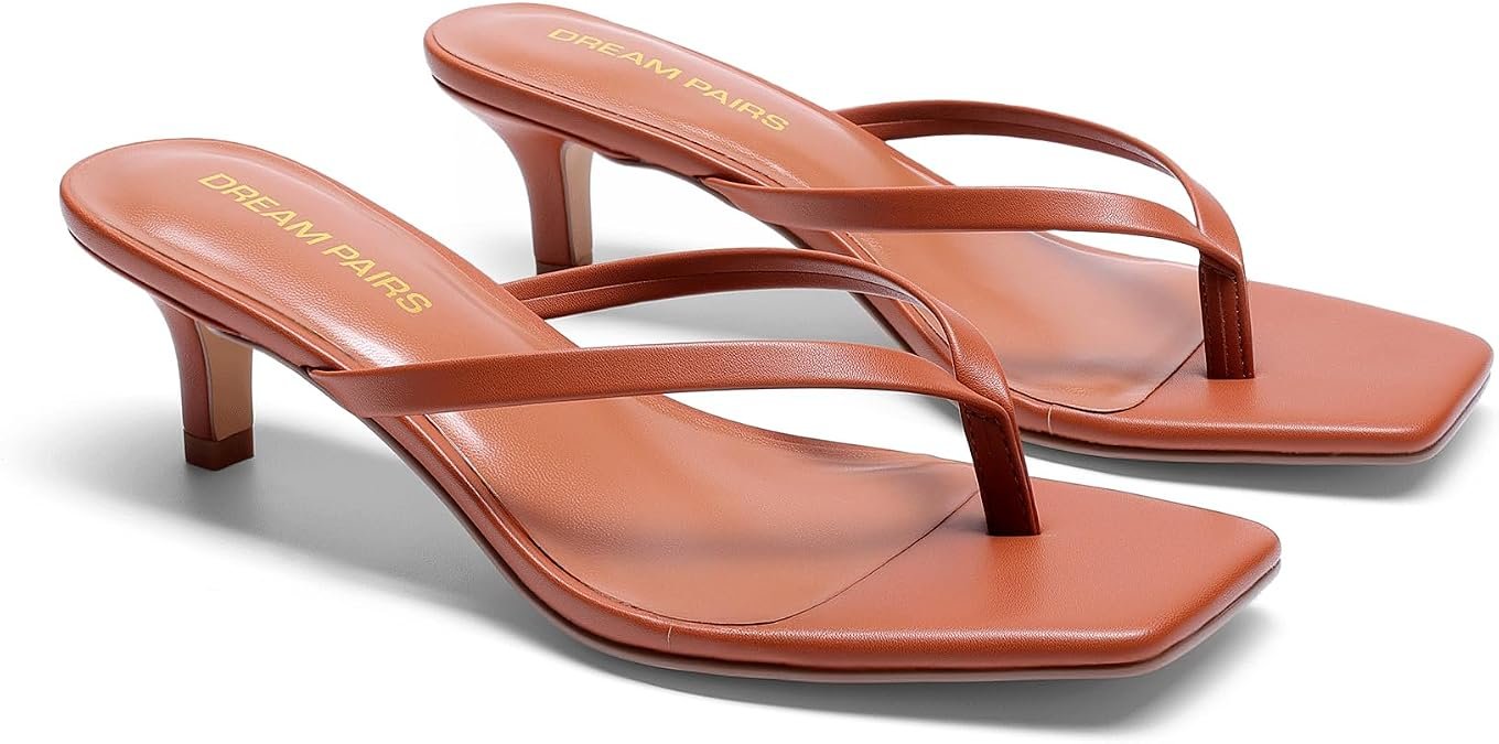 Femmes Flip Flop Kitten Heel Sandal | talons à faible tong, design de string minimaliste carré, feuillet de 1,97 pouce sur les mules d'été décontractées, pour les vacances d'été