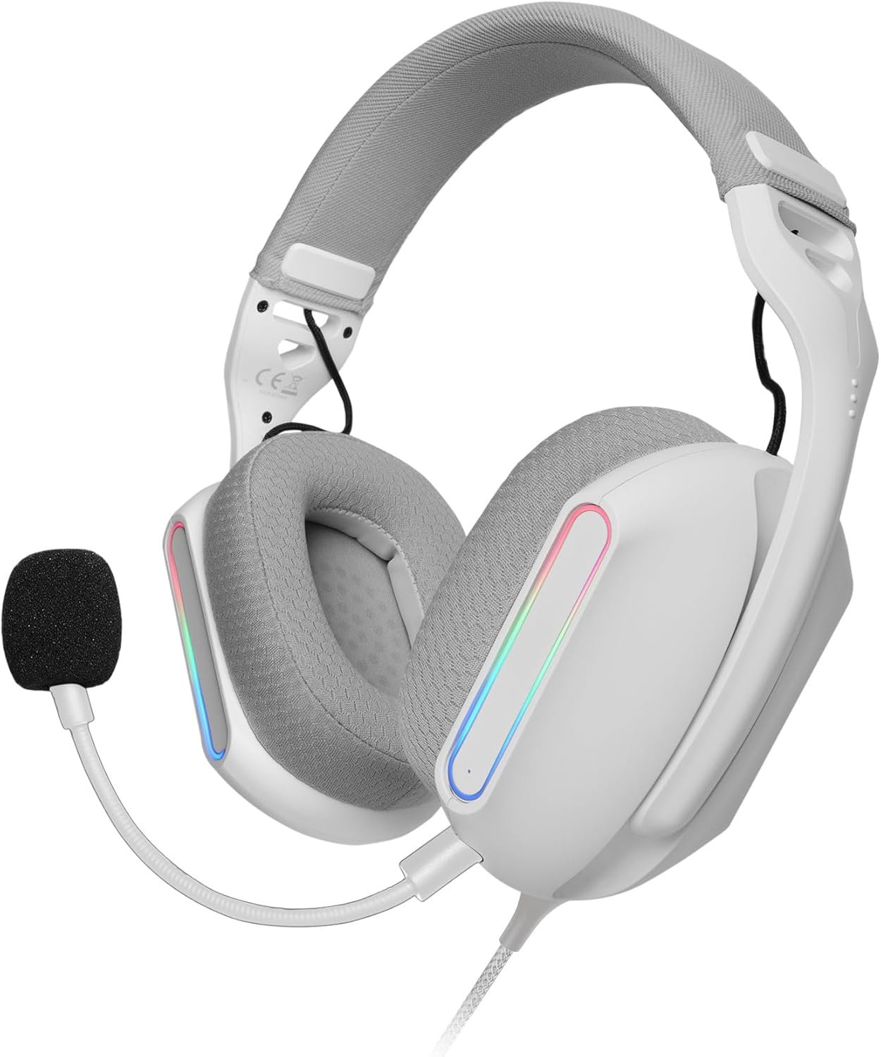 MH-Pro, Casque Gaming ARGB Flow, Son Surround, Coussinets AIR 3D, Microphone, PS4, PS5, Xbox One, Xbox Series X-S, Switch, Switch 2, Windows, Mac, Smartphone et Tablette, Blanc