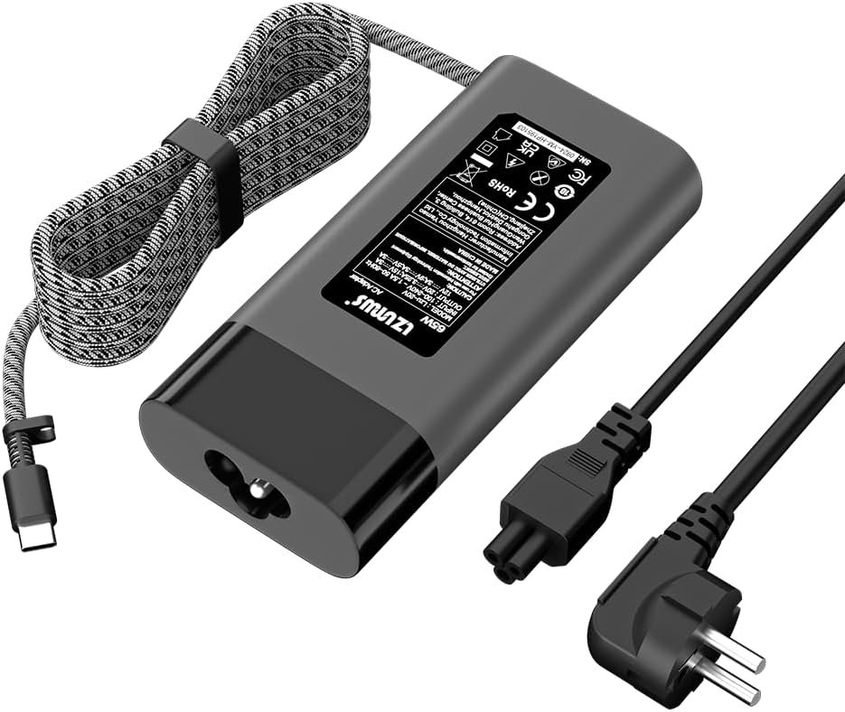 Chargeur USB-C 65W LZUMWS pour ordinateur portable HP – Compatible EliteBook, Envy x360, Pavilion, ProBook, Chromebook et Elite x2 – 20V 3,25A – Adaptateur secteur avec cordon d’alimentation de remplacement