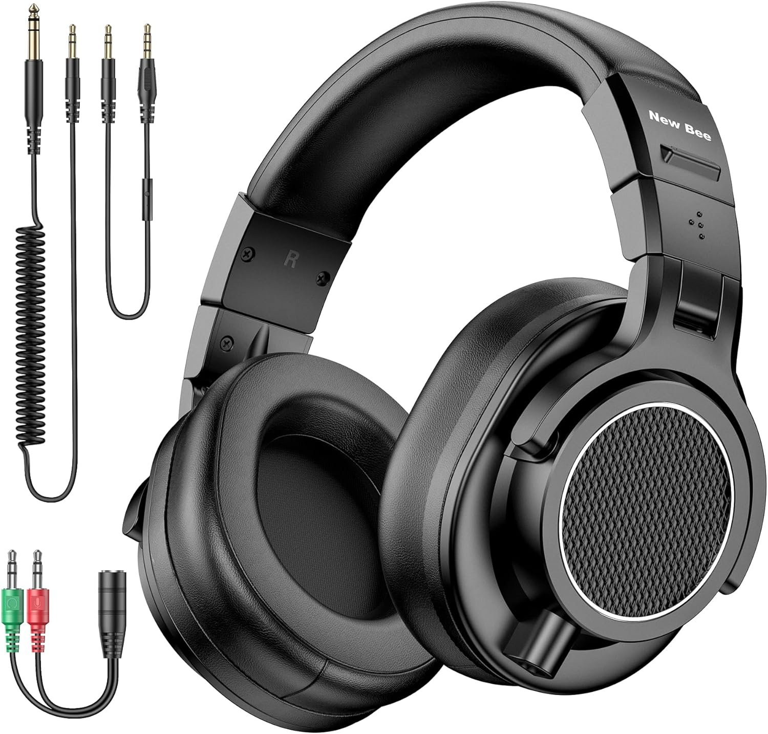 Casque de studio - Pilote de 50 mm - Avec câble - Jack 6,35 et 3,5 mm - Pour studio, DJ, podcast, moniteur