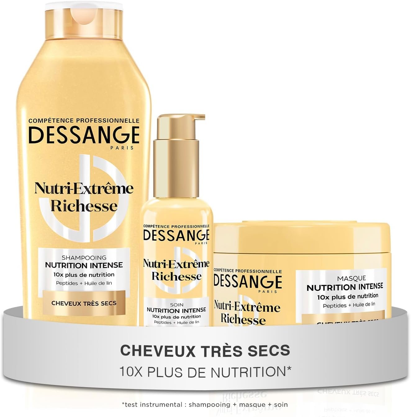 Routine Cheveux Nutrition Intense Nutri-Extrême Richesse - Shampoing 280ml + Masque 280ml + Soin Sans Rinçage 110ml - Nourrit La Fibre, Les Longueurs & Pointes - Cheveux Très Secs