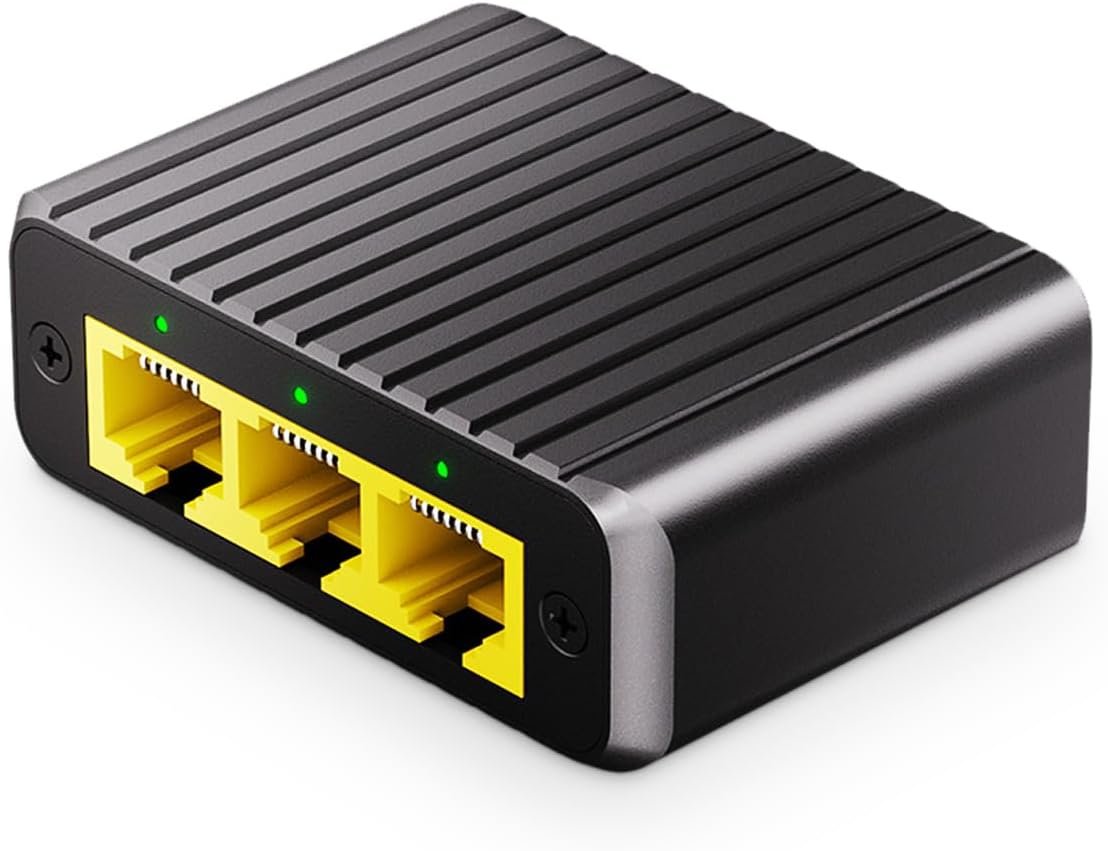 Répartiteur réseau 1 à 3 Gigabit, commutateur Ethernet 4 Ports, Alimentation Type-C, boîtier métallique Mini Size Plug and Play