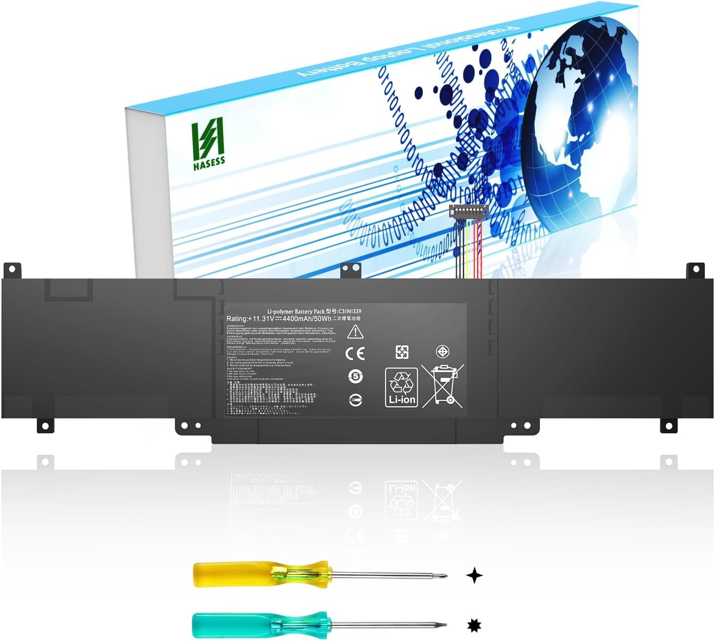 Batterie C31N1339 pour ASUS ZenBook UX303 – Compatible UX303L, UX303LN, UX303UB, UX303LB, UX303LA, TP300L, Q302LA et Q302L – Références 0B200-9300000 et 3ICP7/55/90