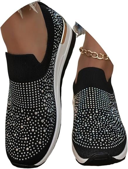 Chaussures sans Lacets Femme Orthopédique Baskets Compensées Sport Respirant Mesh Tennis Sneakers