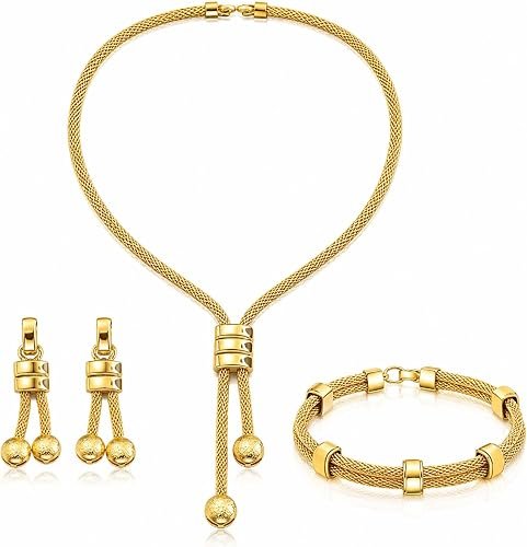 Ensemble de bijoux en or de luxe pour les femmes Punk Cuban Y-Necklace Gold Choker Set Bracelet Collier boucle d'oreille Cadeaux