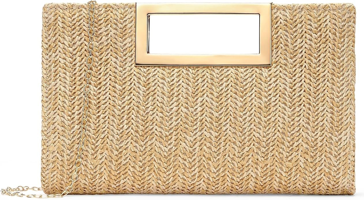 RNIEGA Straw Clutch Handbags Summer Clutch Woven Boho Beach Bags Straw Purses for Women