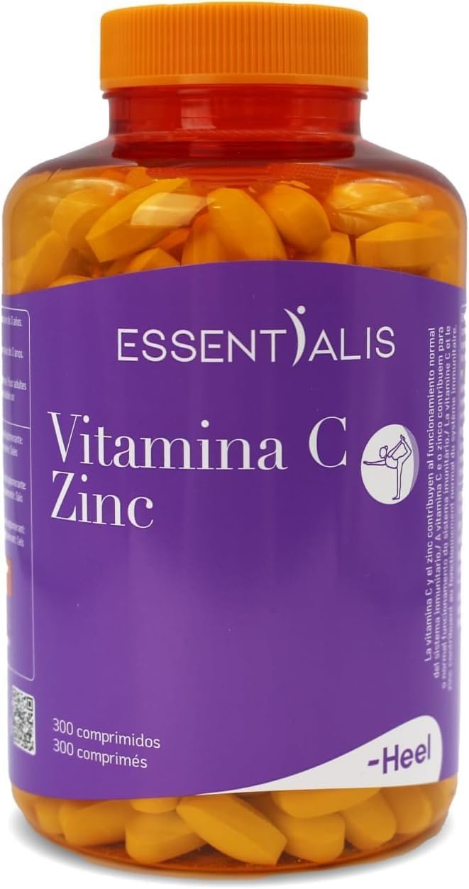 Vitamine C Zinc, Complément Alimentaire avec Vitamine C et Zinc - Pour votre système immunitaire - 60 comprimés véganes - Sans additifs artificiels Enfants 500 mg et adultes 500-1000 mg