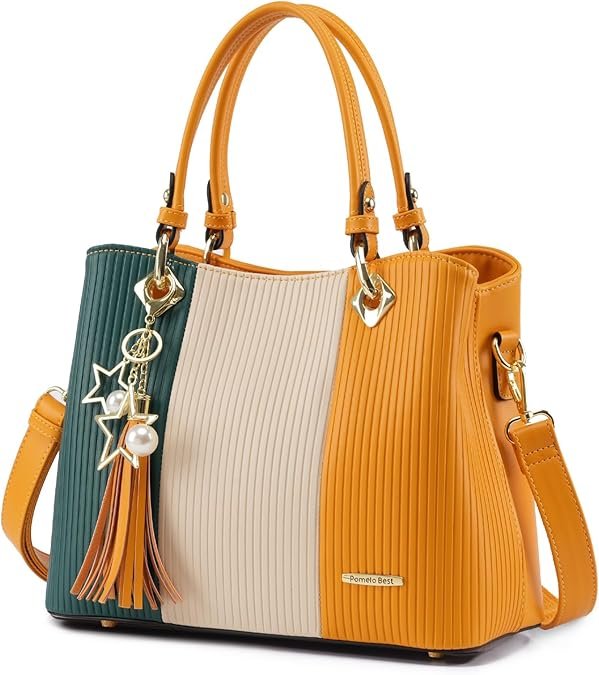 Sac à Main Femme Sac Bandoulière Femme Cabas Sac D'épaule Sac Fourre-Tout Sac de cours PU Cuir Frange avec Bandoulière Ajustable