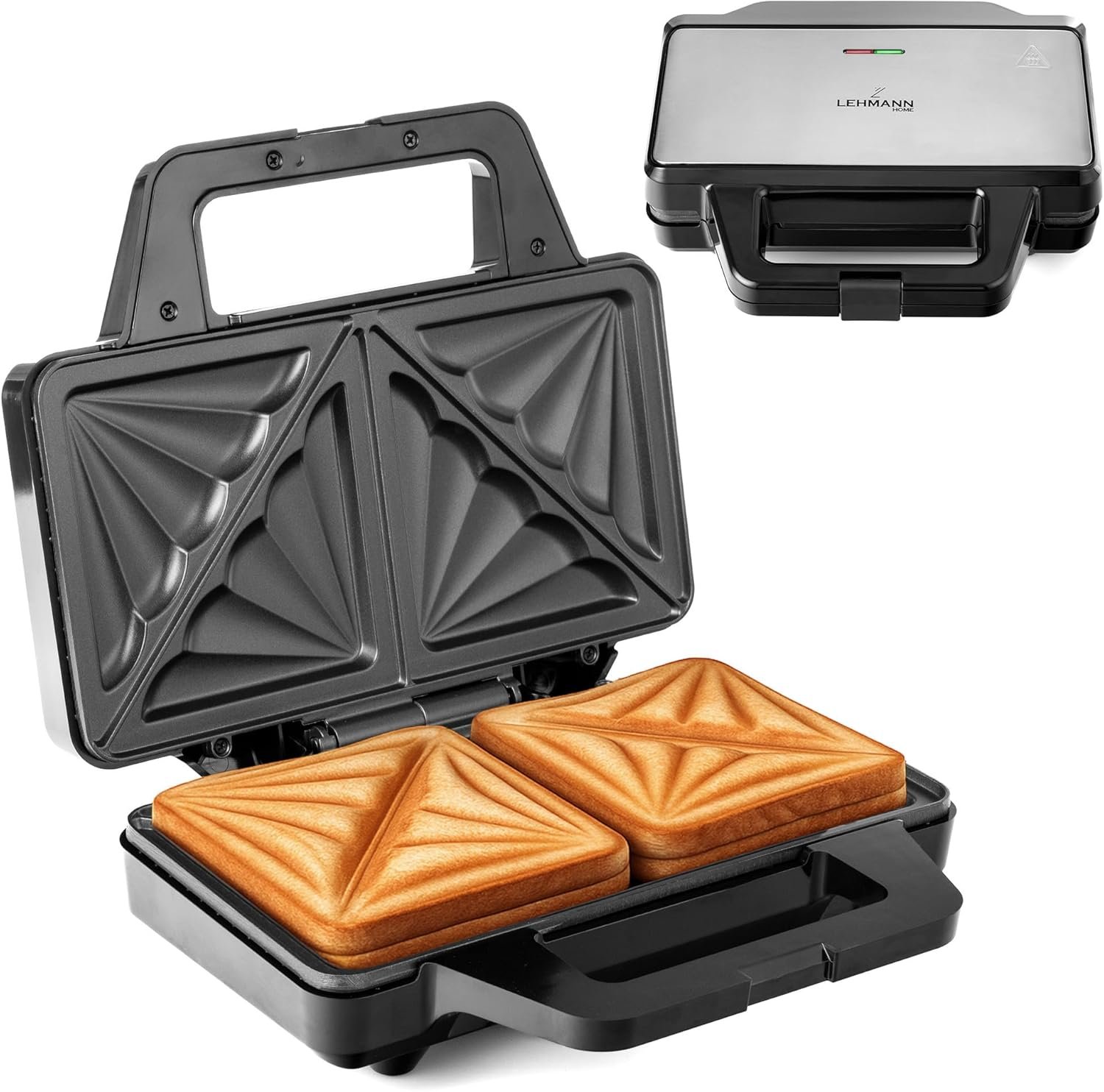 Appareil Croque Monsieur XL, Plaques Extra Larges, Appareil a Croque Monsieur pour 2 Sandwichs Américains en Forme de Coquillages, Revêtement Antiadhésif, Nettoyage Facile, 1000W