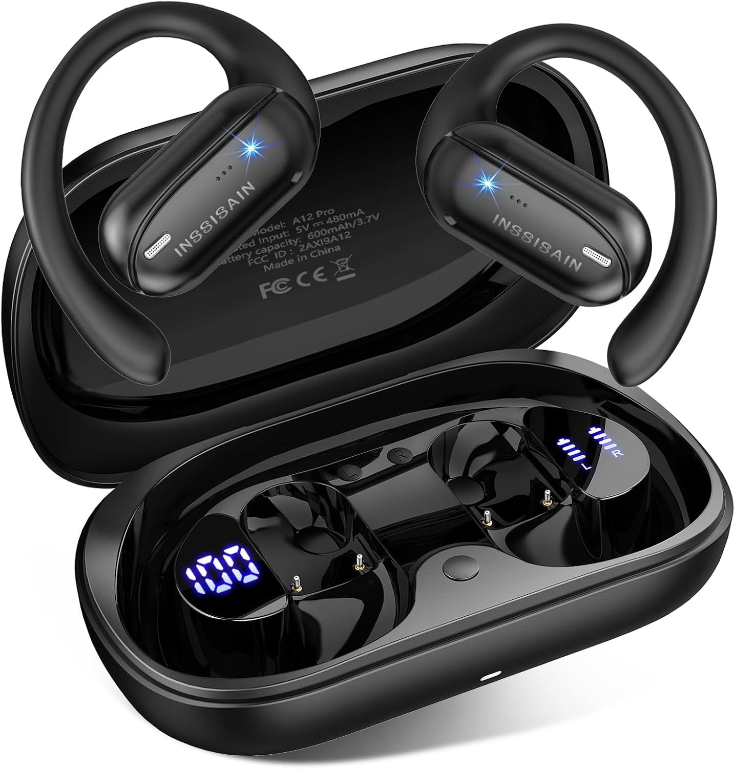 AI Ecouteur Traducteur Instantané,164 Langues Écouteurs Traducteur Temps Réel,BT5.4&Oreillette Traduction Instantanée sans Fil,Oreillette Traduction Vocal,IPX7