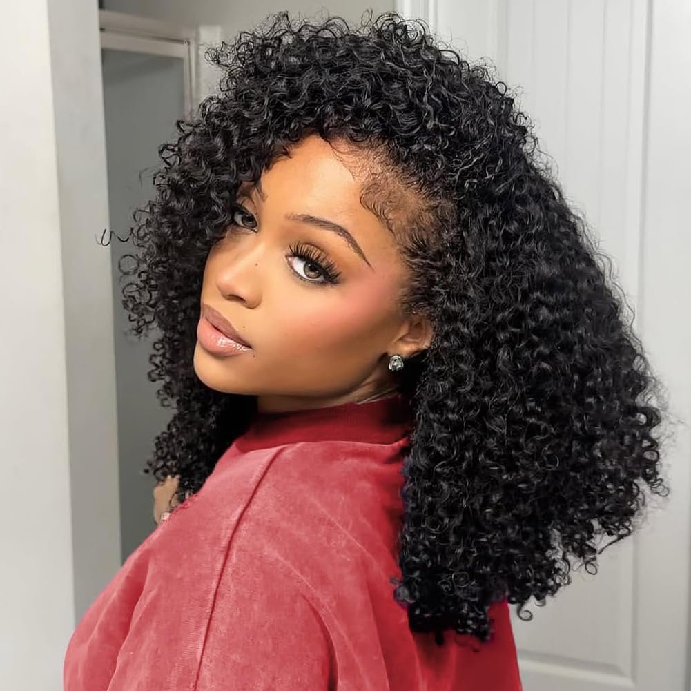 Perruque Bresilienne Femme Naturel Bouclée Half Wig Human Hair 18 Pouces Couleur Half Wig Human Hair | 1B