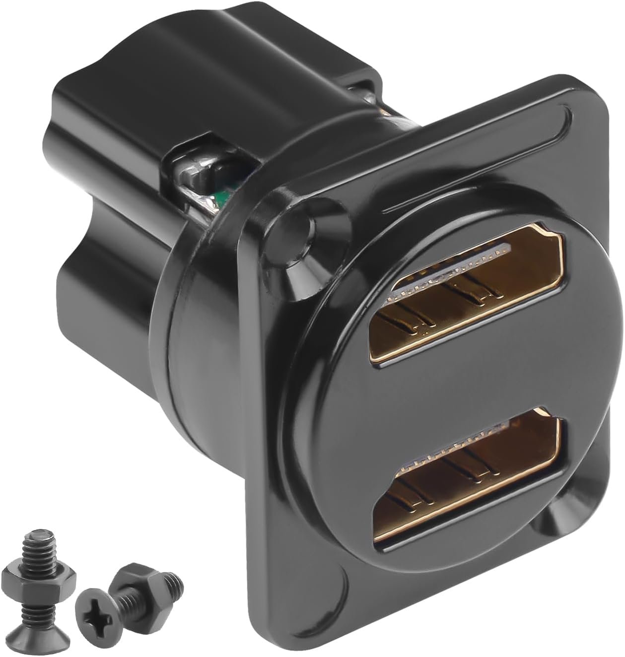 Adaptateur HDMI 2.0 4K à double port pour montage sur panneau – Connecteur HDMI femelle-femelle, prise traversante Bulkhead à 2 ports, fixation sur panneau – Compatible TV, projecteur et écran multimédia