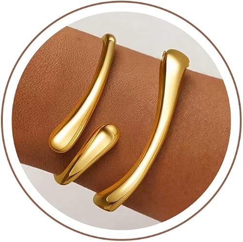 Bracelets en or pour les femmes Trendy, 18K Gold Plated Bangle Bracelet Set Chunky Twist Cuff Bracelet Gold Non Ternish imperméable à l'eau Cadeaux pour les femmes