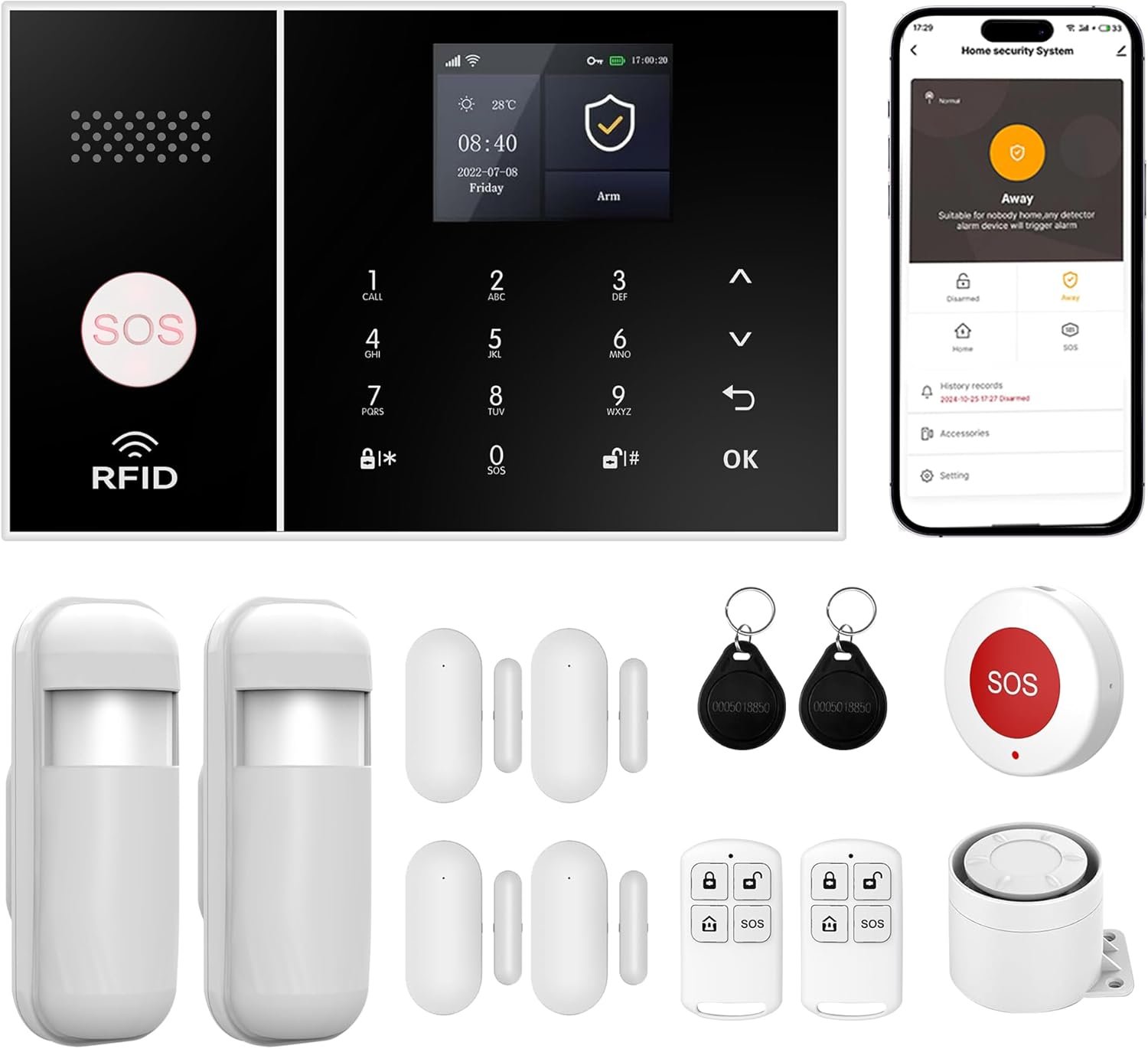 Système d’Alarme sans Fil, Alarme Sécurité avec Capteurs, 21 PCS 4G/WiFi Alarme Sécurité Intelligente,Compatible Alexa/Google Home,21 Alarme avec Sirène, Garder la famille en sécurité