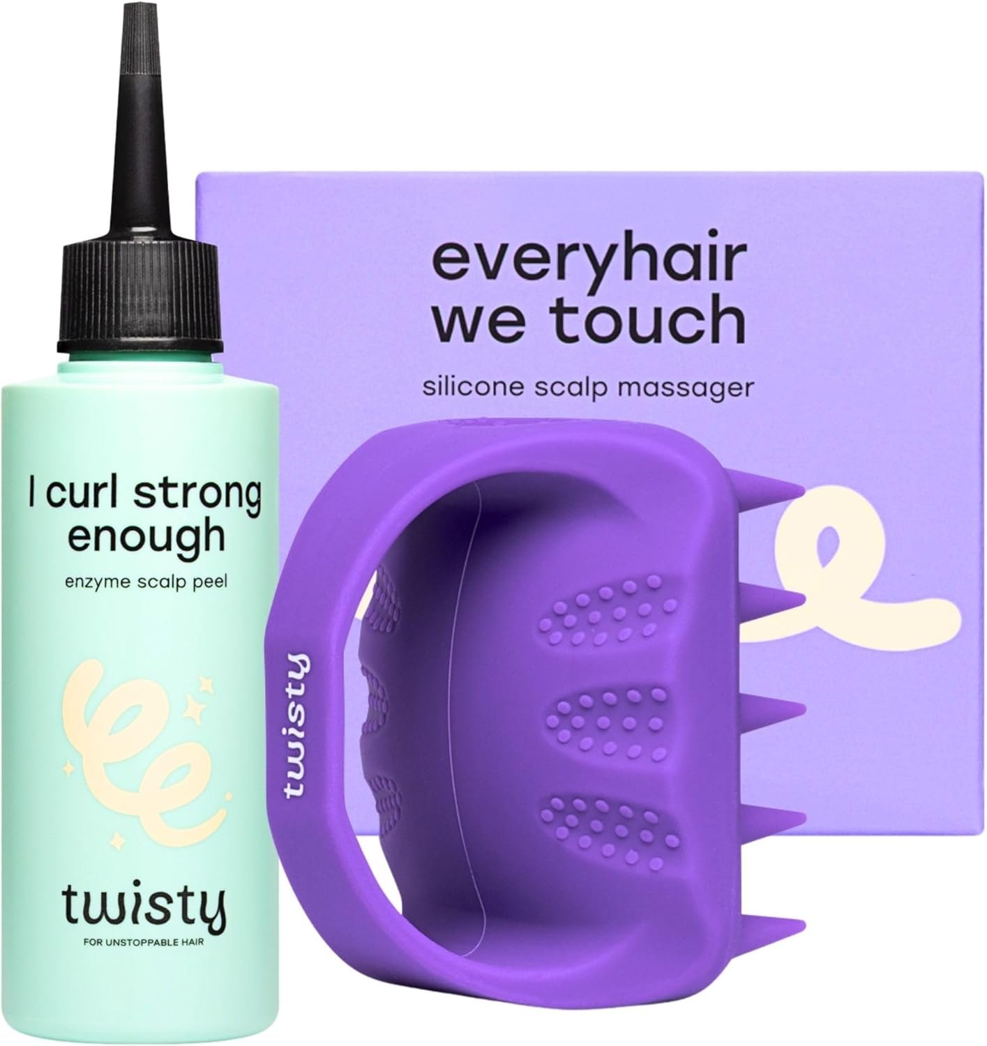 Kit de massage en silicone pour cuir chevelu + exfoliant enzymatique avec AHA/BHA – Nettoyage et stimulation pour des cheveux sains
