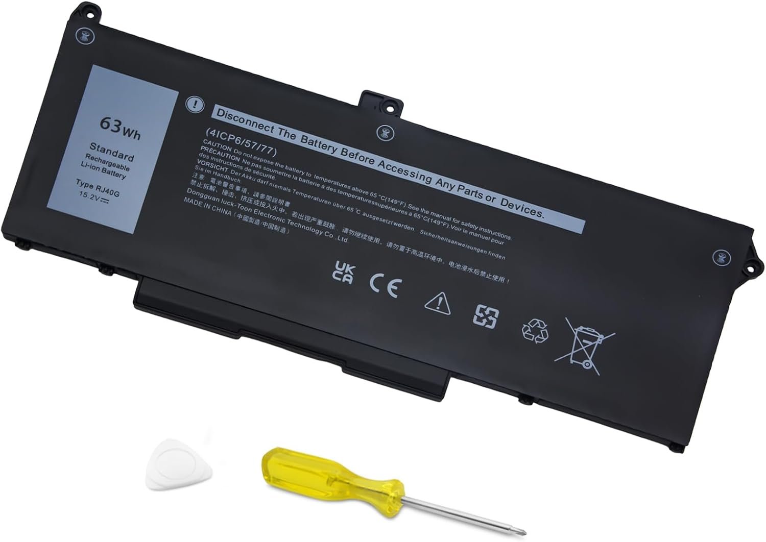 Batterie RJ40G 63 Wh – 15,2 V pour Dell Latitude 14 5420 / 15 5520 et Precision 15 3560 – Compatible P137G / P137G001 / P104F / P104F001 – Remplace M033W, 01K2CF et 075X16