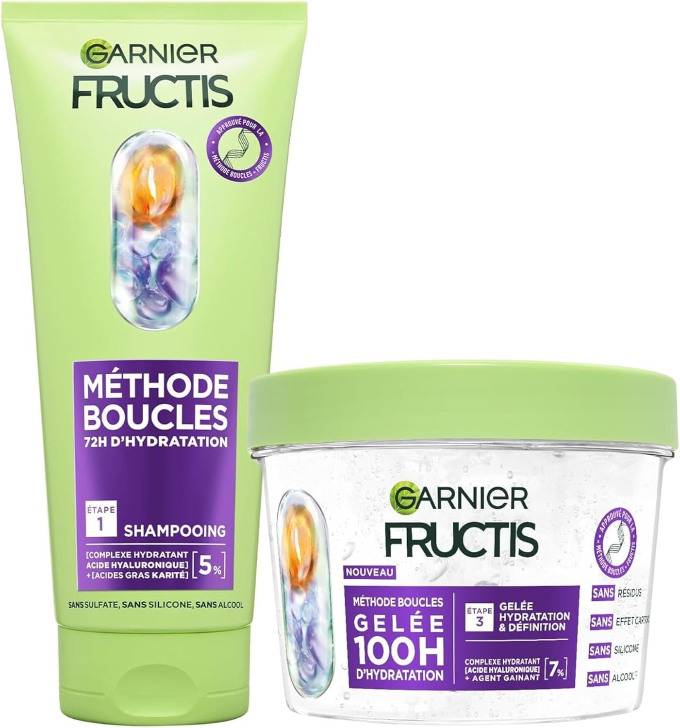 Routine 2 Produits pour Cheveux Bouclés : Shampooing & Gelée Capillaire Hydratante - Acide Hyaluronique - Hydratation & Définition - Pour Tous Types de Boucles