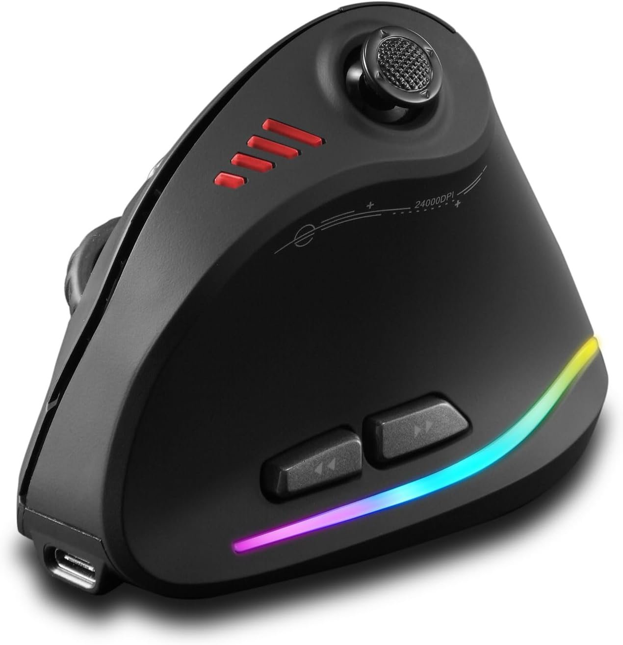 Souris Bluetooth sans Fil avec Joystick,Rechargeable,24.000 DPI,11 Boutons Programmables,BT5.0/3.0+2.4G RVB,Souris Gamer Ergonomique Verticale pour PC,Laptop,Tablets