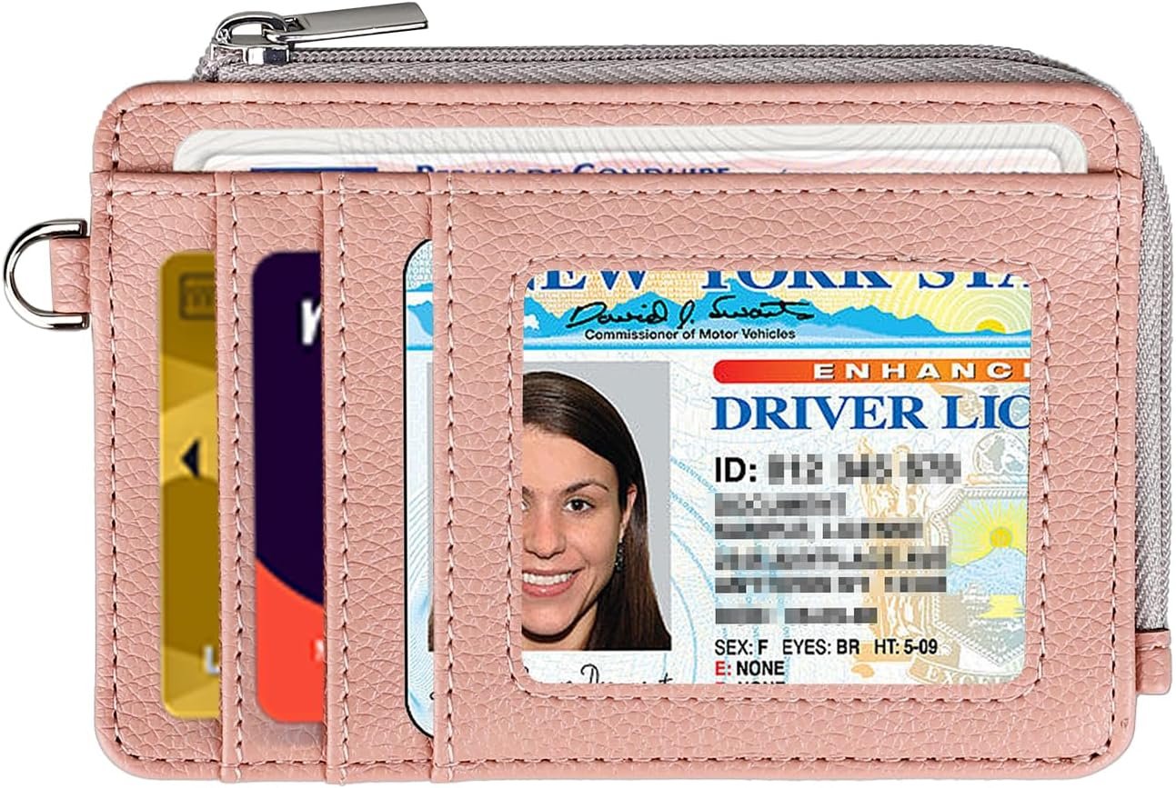 Portefeuille Femme - Blocage RFID, Peut contenir jusqu'à 8 Cartes, 1 fenêtre d'identité, 1 Poche à pièces avec Fermeture éclair, Minimaliste, Cuir synthétique