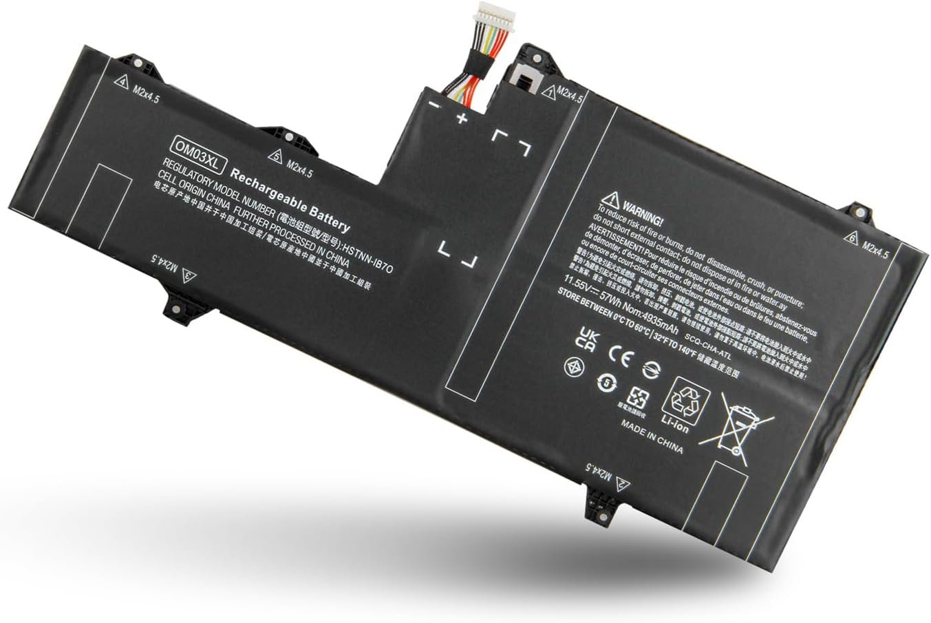 Batterie HP OM03XL – 11,55 V / 57 Wh – Compatible EliteBook x360 1030 G2 – Références 863167-1B1, 863176-171, 863280-855, HSTNN-I04C, HSTNN-IB70, HSTNN-IB7O, 1GY29PA, 1GY30PA, 1GY31PA