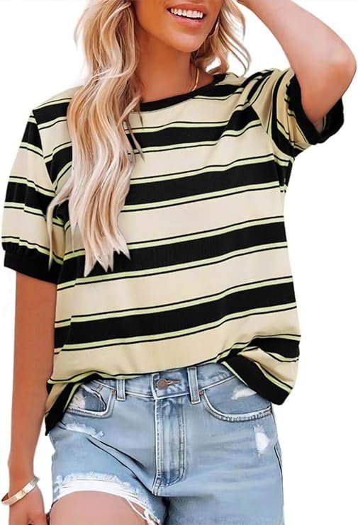 Tee Shirt Femme Col Rond Ample Manches Courtes