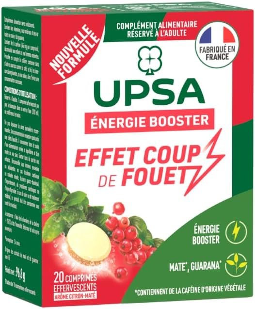 Booster 5 en 1 - Complément Alimentaire Effervescent - Energie, Vitalité, Immunité, Concentration, Tonus - Vitamines et Minéraux - Goût Citron Maté - 20 comprimés
