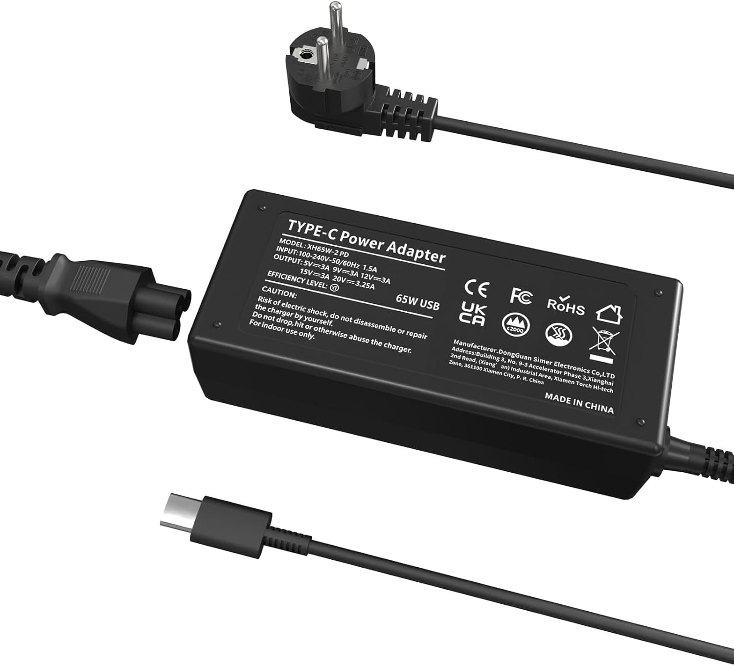 Chargeur Ordinateur USB C 65W pour Lenovo,HP,ASUS,Acer Type C PC Portable pour ThinkPad T14 T480 L14, Spectre/EliteBook X360,Dell, Huawei, MacBook, Samsung, LG,45W Chromebook Adaptateur Laptop Charger