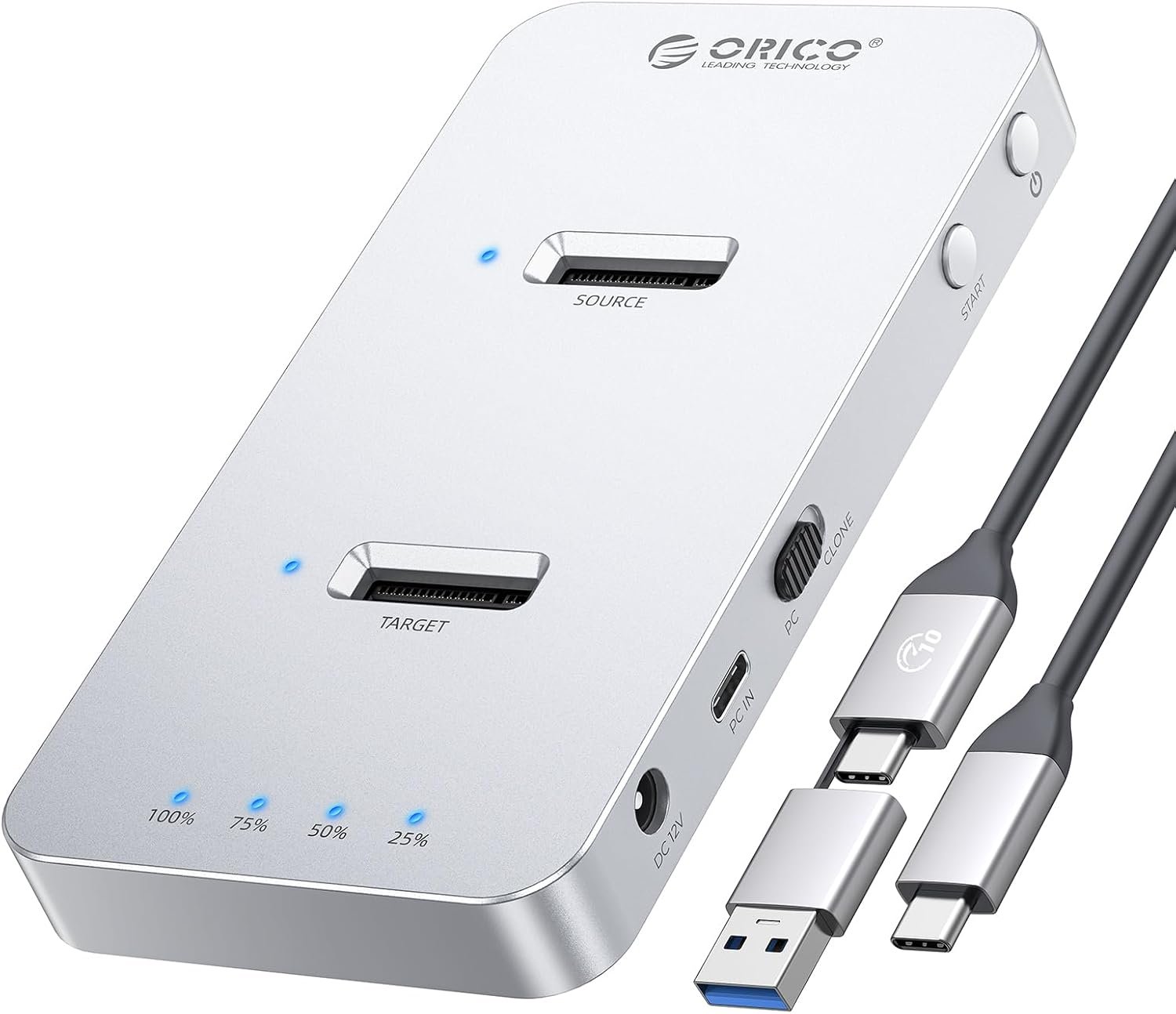 Boîtier de clonage SSD M.2 NVMe - Station d'accueil pour disques durs en Aluminium avec Deux Baies et 40 Gbit/s - Station d'accueil Clone Hors Ligne pour SSD M.2 des formats 2230/2242/2260/2280