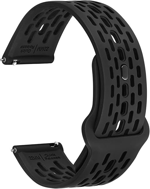 Bracelet Respirant Creux de Montre en Silicone pour Homme et Femme, Dégagement Rapide, 18mm 19mm 20mm 21mm 22mm