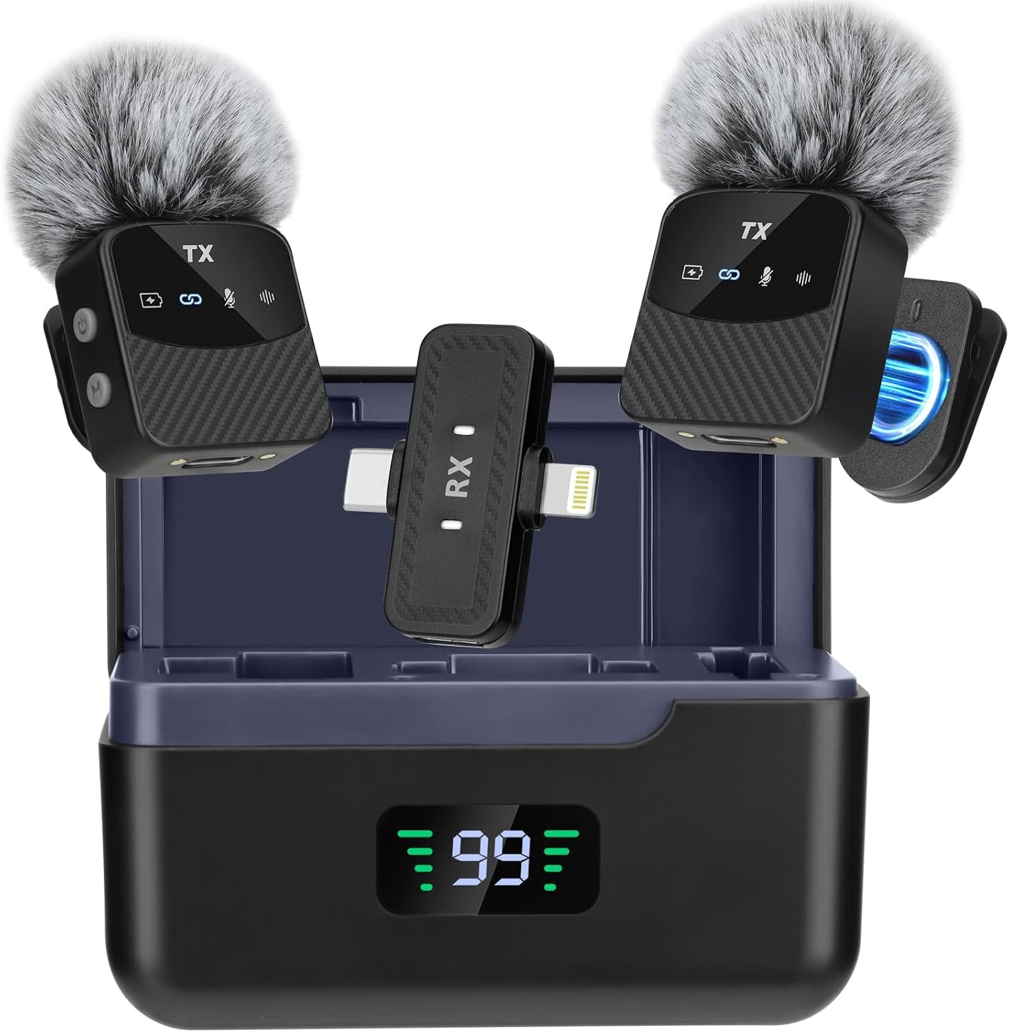 Mini micro Lavalier pour iPhone/iPad/Android, mini microphone Plug-Play, réduction du bruit, durée d'utilisation de 25 heures, microphone sans fil Lavalier pour vidéos, Vlog, YouTube, TikTok