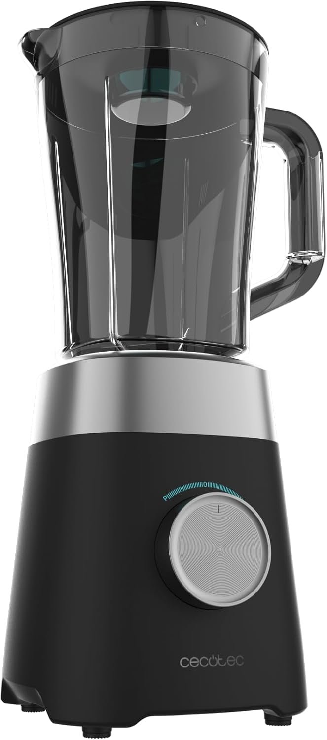 Blender Power Black Titanium 1300MAX B. Puissance maximale de 1300 W, 20000 RPM, Lames en titane à 4 feuilles, Carafe de 1,5 L, 2 vitesses, Fonction Pulse, Broie la glace facilement, Noir