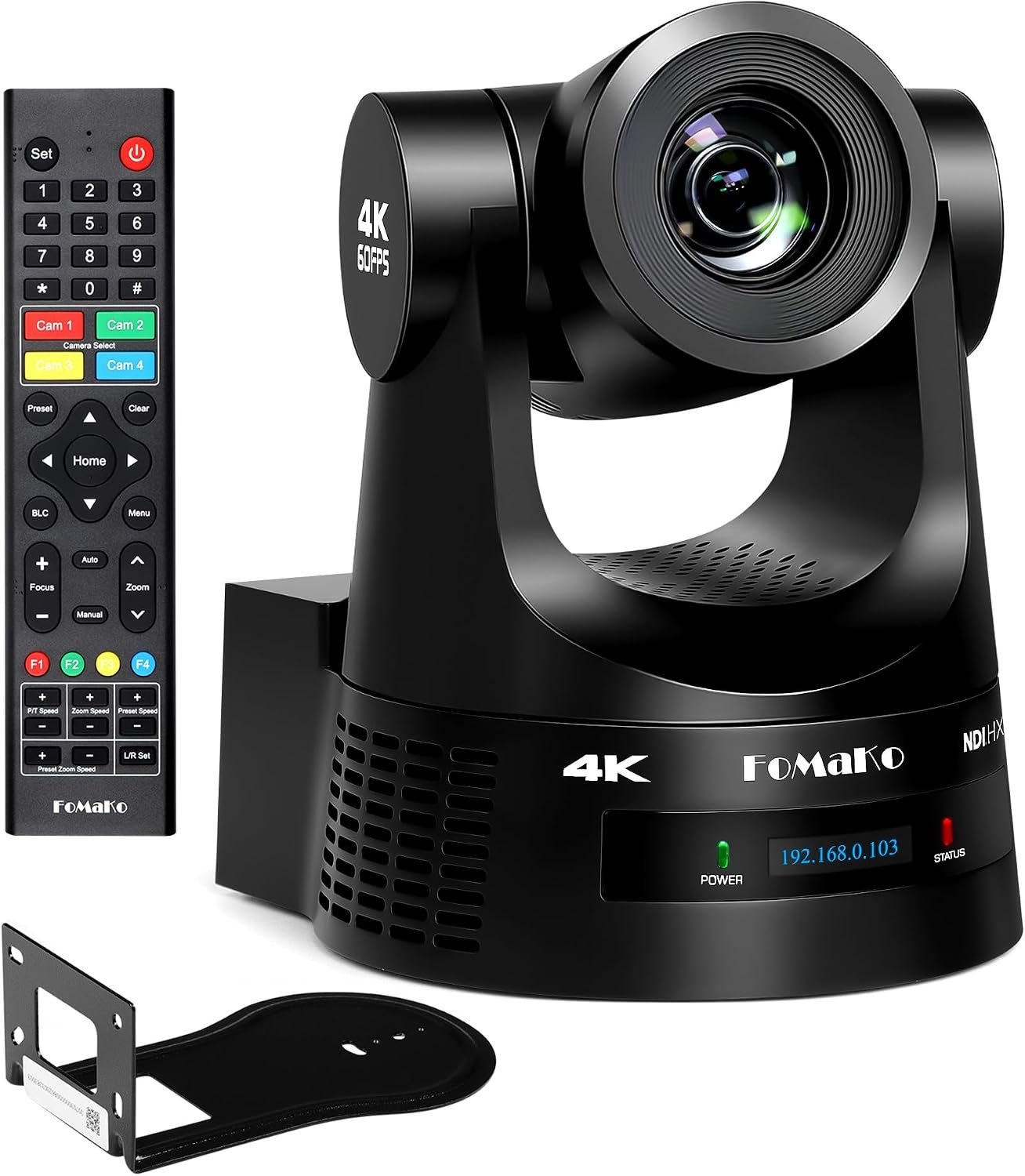 Caméra PTZ 4K 60fps NDI HX3 20x Zoom Optique, Prend en Charge la Sortie NDI HX3 4K 60fps, Suivi Automatique IA Gen 3, 3G-SDI/HDMI/NDI/USB/PoE, K600N Noir
