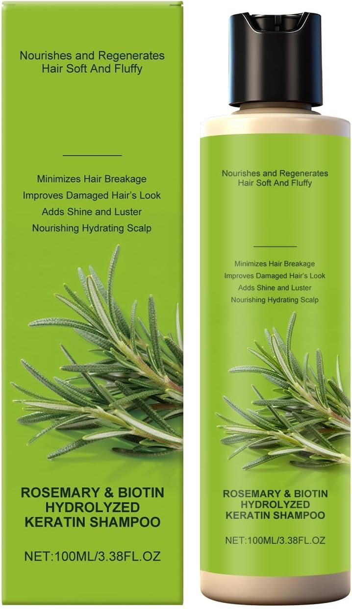 Shampoing unisexe au romarin, shampooing hydrolysé à la kératine, contre la chute des cheveux et l'amincissement des cheveux, favorise la croissance des cheveux, répare et nourrit le cuir chevelu
