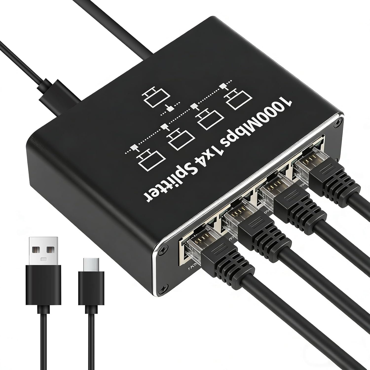 Multiprise Rj45, Ethernet 1 vers 4 Gigabit 1000 Mbps, Switch Ethernet Compact avec Ports LAN Multiples pour Ordinateurs, Routeurs, Téléviseurs Et Consoles De Jeux